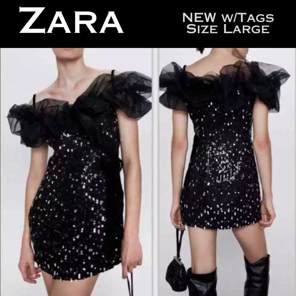 Zara Black Sequin Mini Dress
